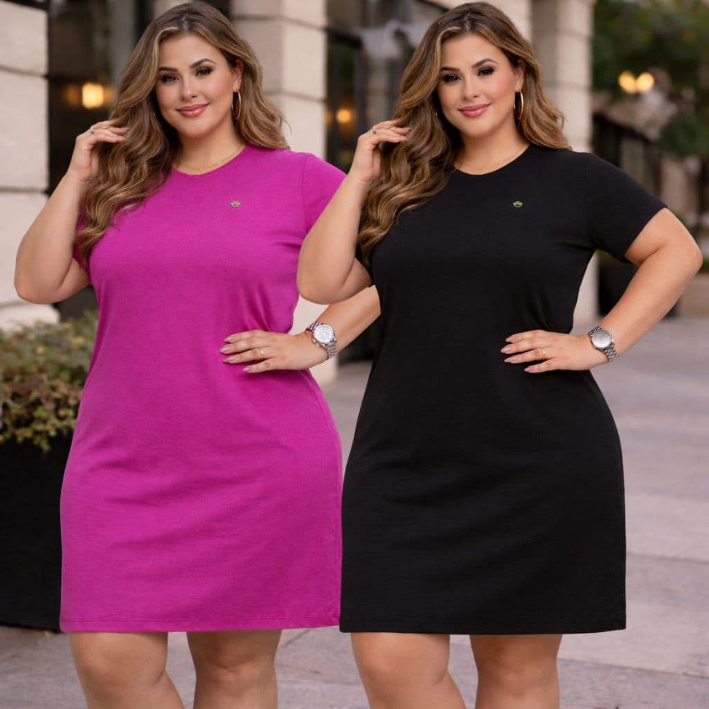 Camisão Feminino Básico Vestido Feminino Plus Size Algodão Vestido Soltinho Dia a Dia