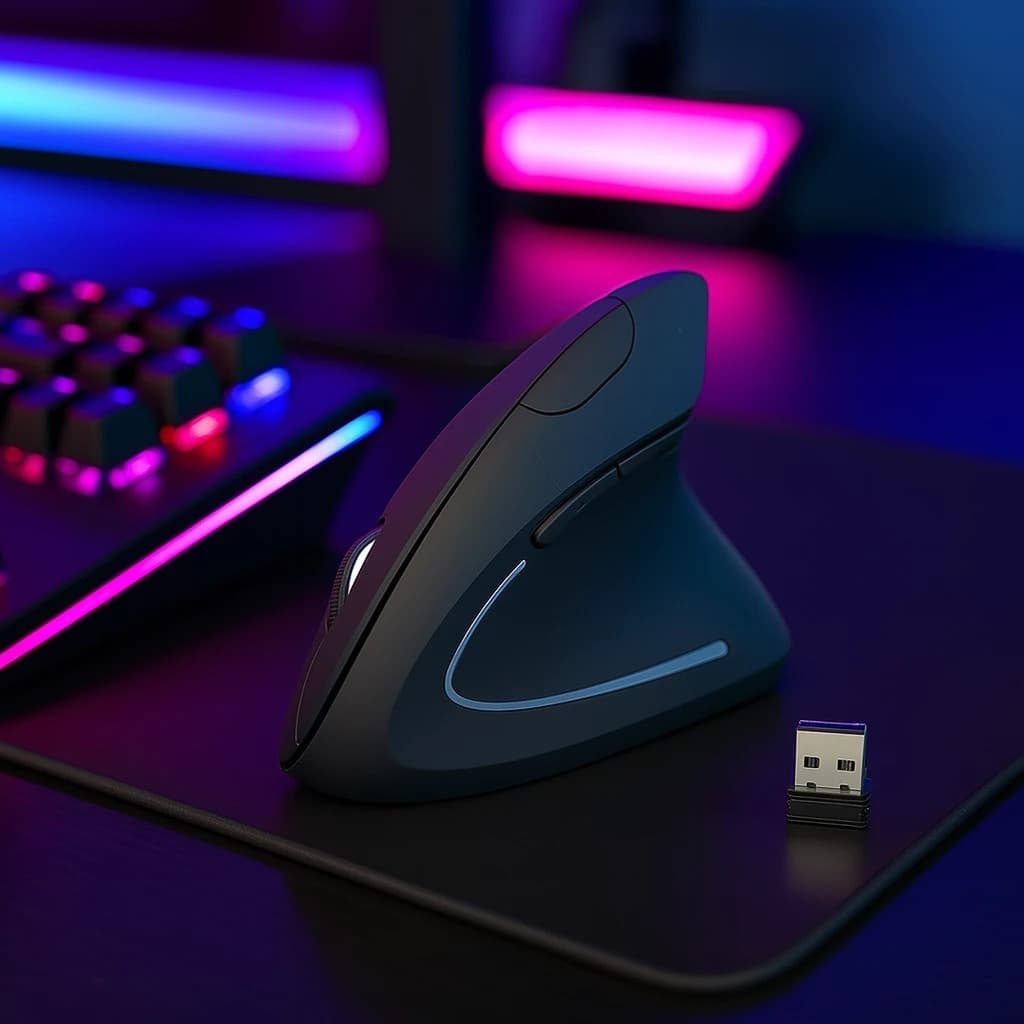 Mouse Ergonômico Recarregável  2,4 GHz Vertical A Bateria Sem Fio 1600DPI Para Jogos De PC Notebook