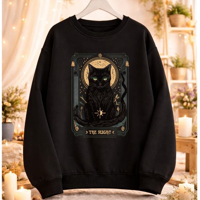 Moletom Careca Gato Tarô Gola Redonda Casaco Masculino Feminino Flanelado Unissex Inverno Frio Algodão Blusa