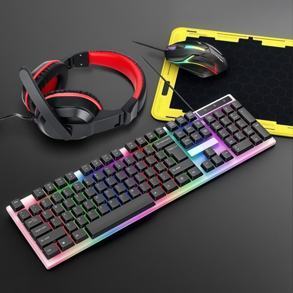 Combo Teclado Semi-Mecânico + Mouse Gamer 3200 DPI Retroiluminado RGB-H8