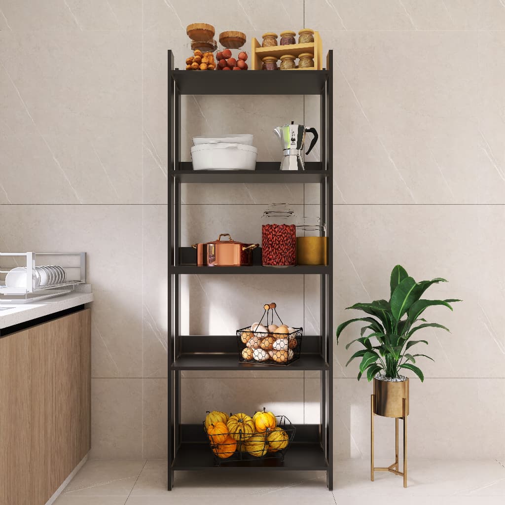 Estante Multiuso 5 Prateleiras Estilo Industrial Madeira e Organizador Cozinha, Sala, Lavanderia