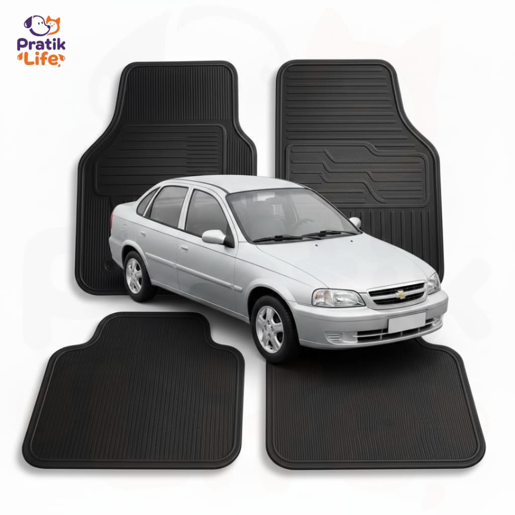 Kit 4 Tapetes Automotivos Chevrolet Classic Borracha Lavável Encaixe Perfeito Produto Nacional