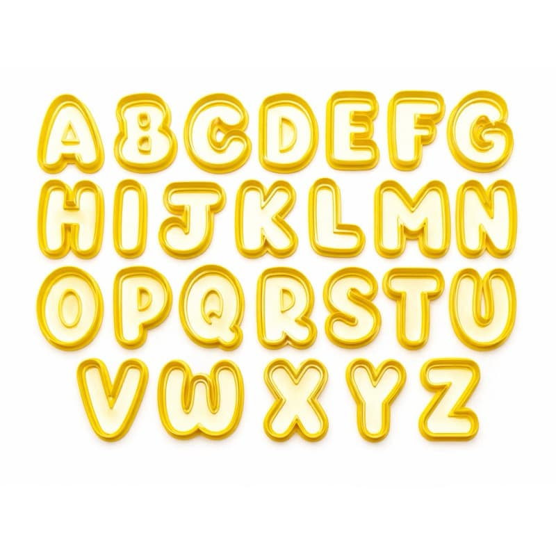 Kit Cortador Molde Carimbo Letras Alfabeto A Z Biscoito Pasta Americana Biscuit Massinha Modelar