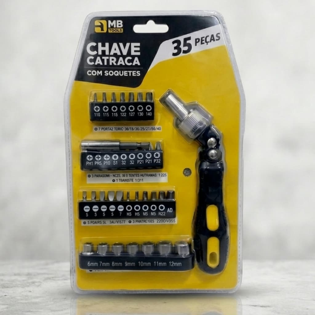 Kit chaves jogo catraca reversível soquetes 35 peças maleta
