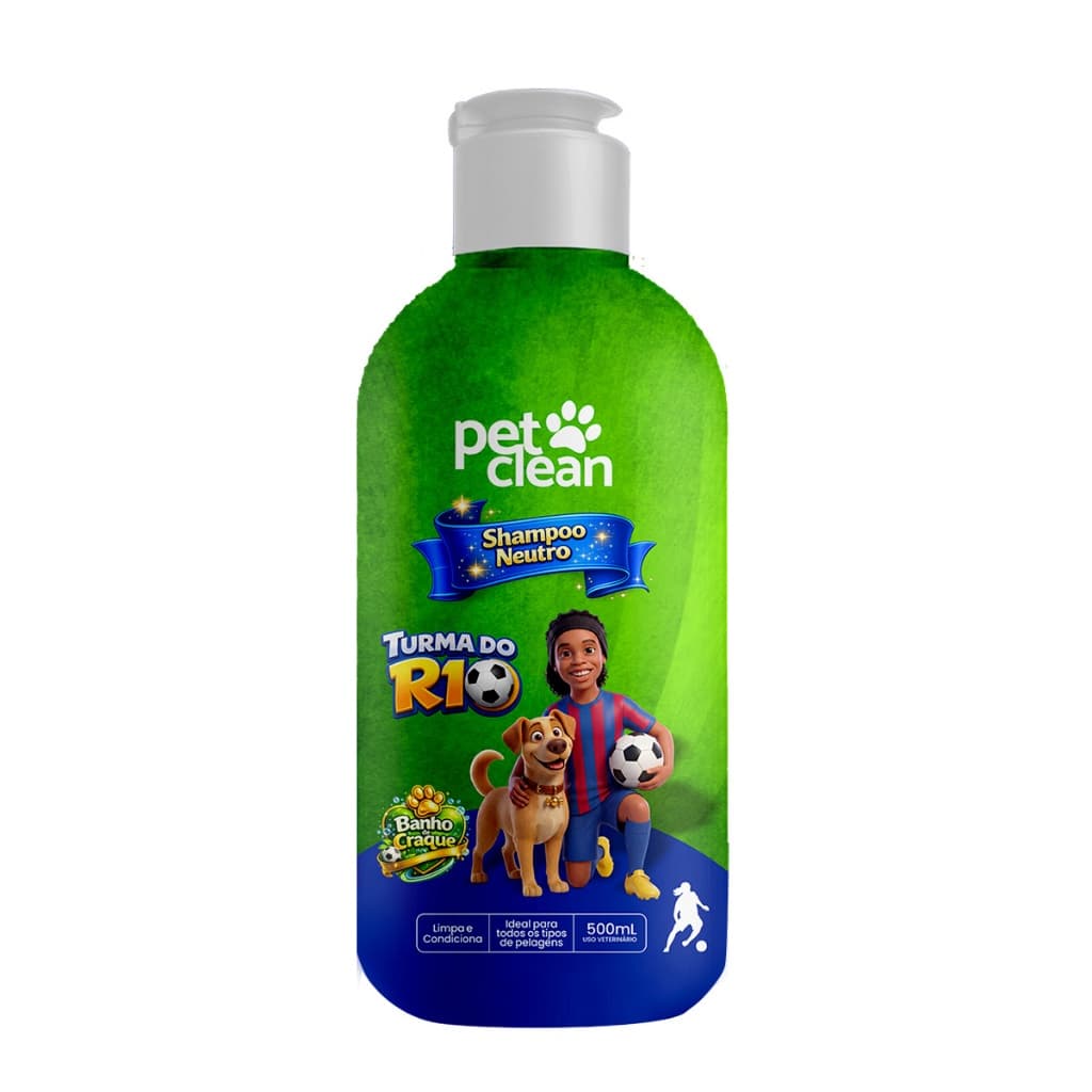 Shampoo Pet Clean Turma do R10 Neutro 500ml Limpa Condiciona Ideal para Todas as Pelagens