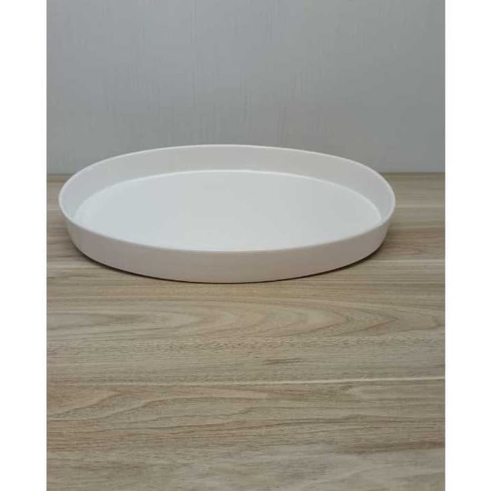 Bandeja Oval Organizadora de Cerâmica Branca off White para Kit Higiene Bebe ou Lavabo Banheiro