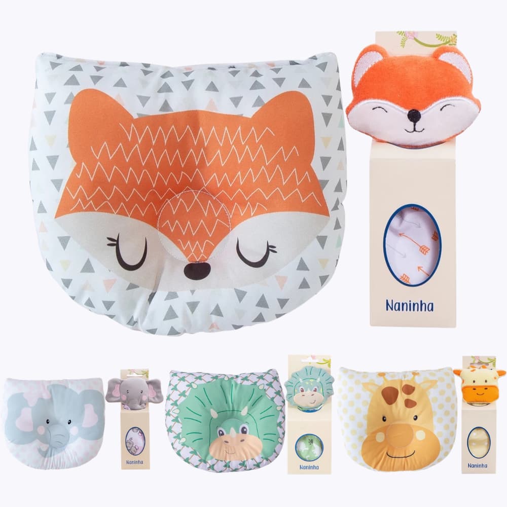 Naninha com Prendedor de Chupeta + Travesseiro Anatômico para Bebê Kit 2 peças