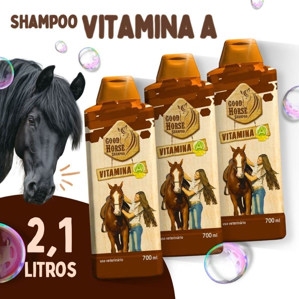 Kit com 3 Shampoo Para Cavalo Good Horse Vitamina A - 700 ML