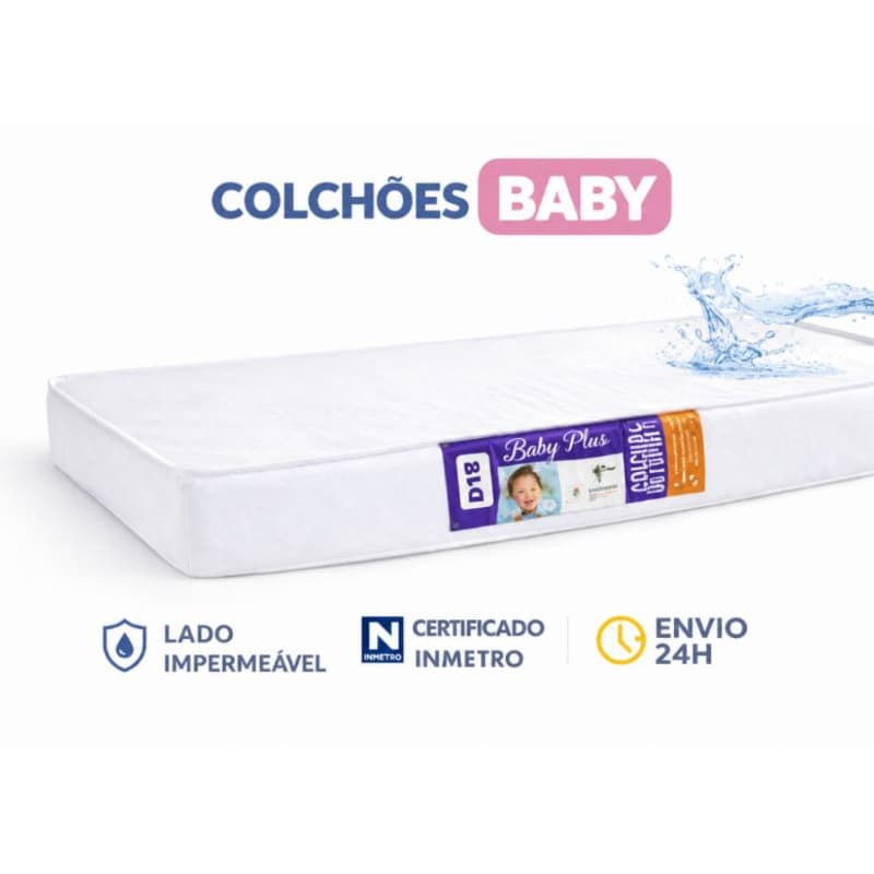 Colchão Berço 130x70x10 D18 Impermeável Certificado Inmetro Envio 24h