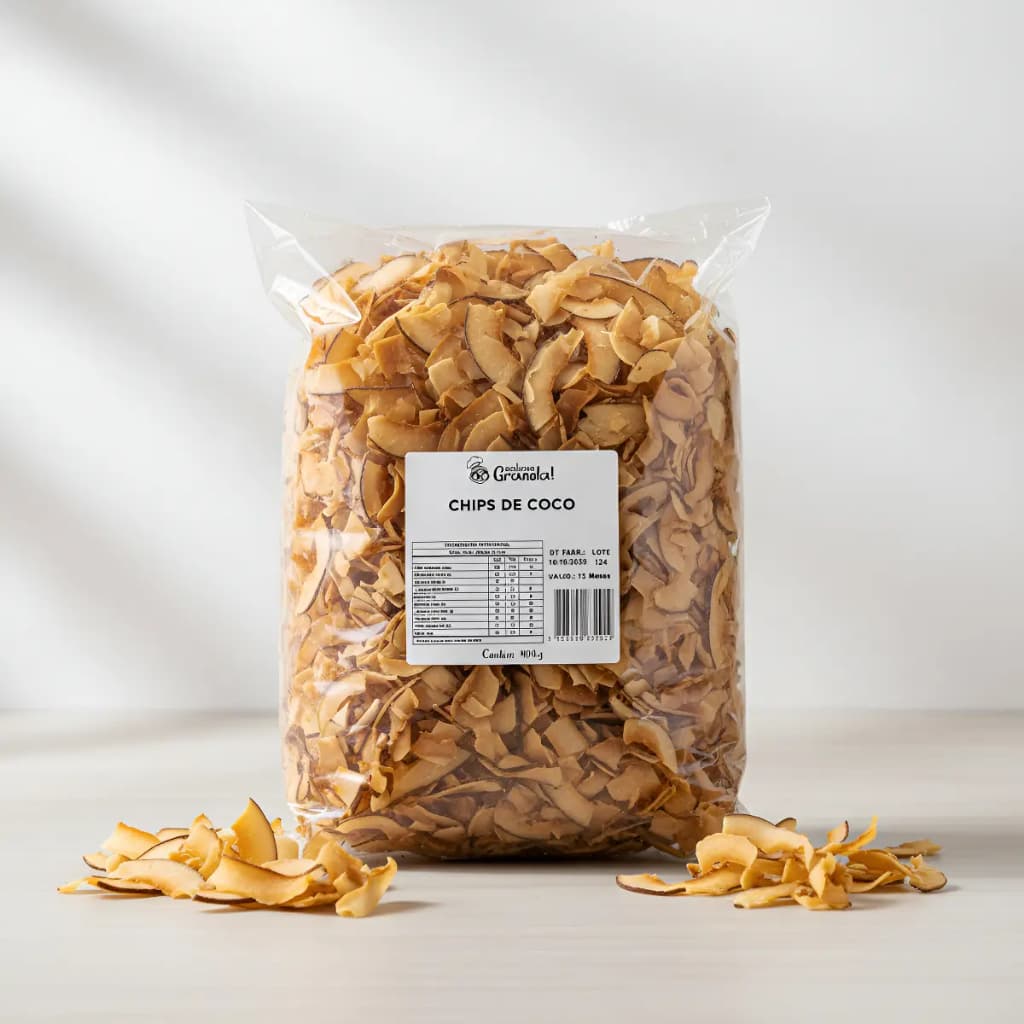 Lascas Chips Coco Natural Assado Zero Açúcar Low Carb Vegano Fitness Saudável 500g Senhora Granola