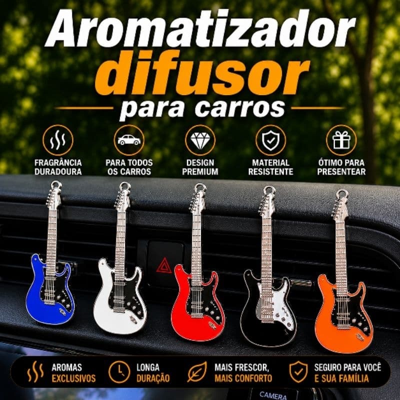 Kit Aromatizador Para Carro Guitarras Essência 10ml Cheirinho Para Carro Decoração Interior Veículos