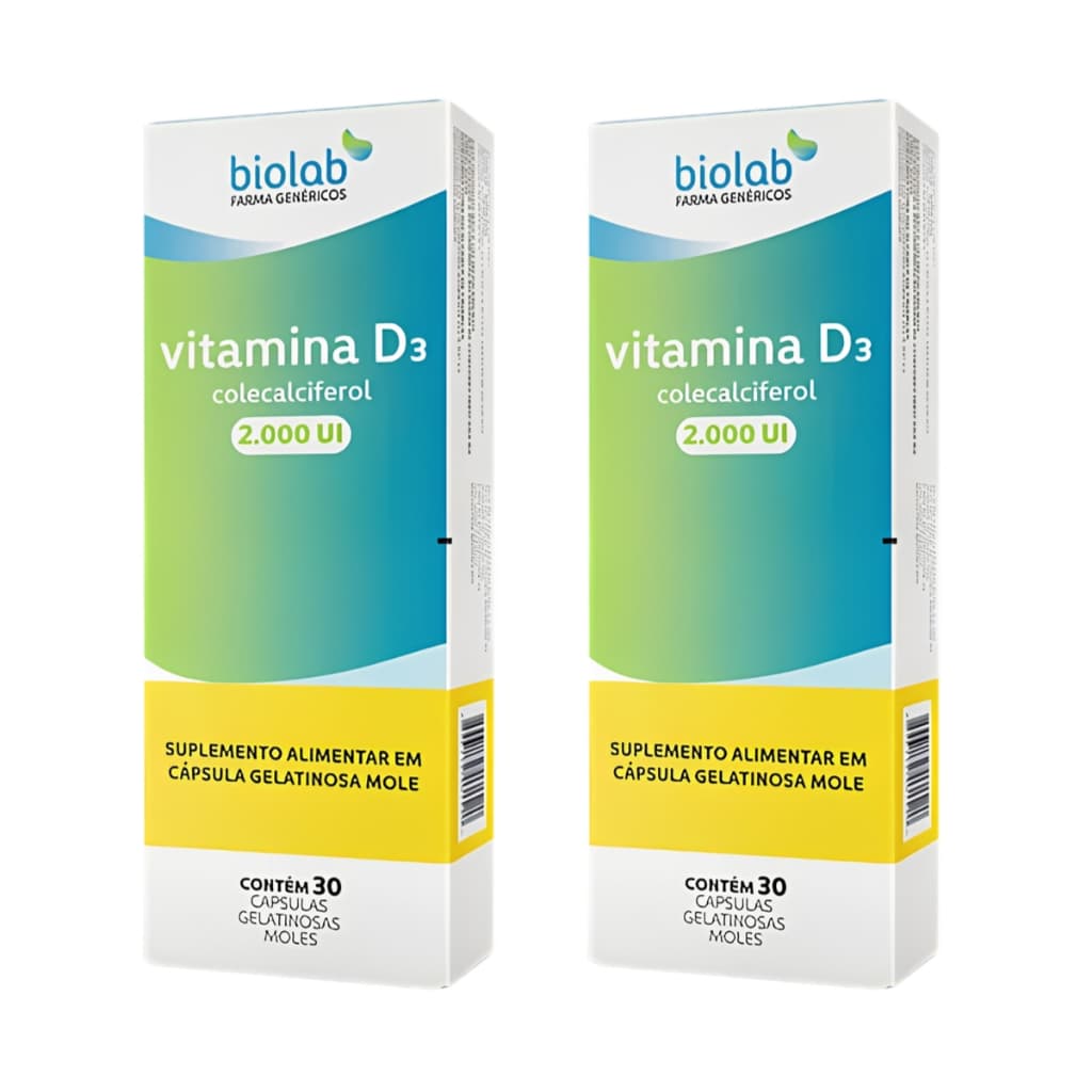 Kit 2 Vitamina D3 Biolab 2.000 UI 30 Cápsulas Moles