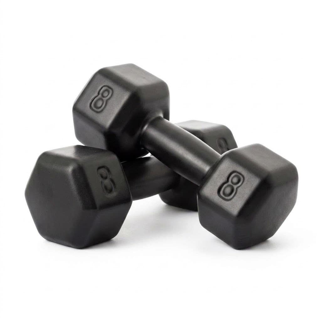 Kit 2 Halter 8kg (Par) Emborrachado Musculação Academia Treino Peso Fitness Exercícios Físicos Esporte Fisioterapia Recu