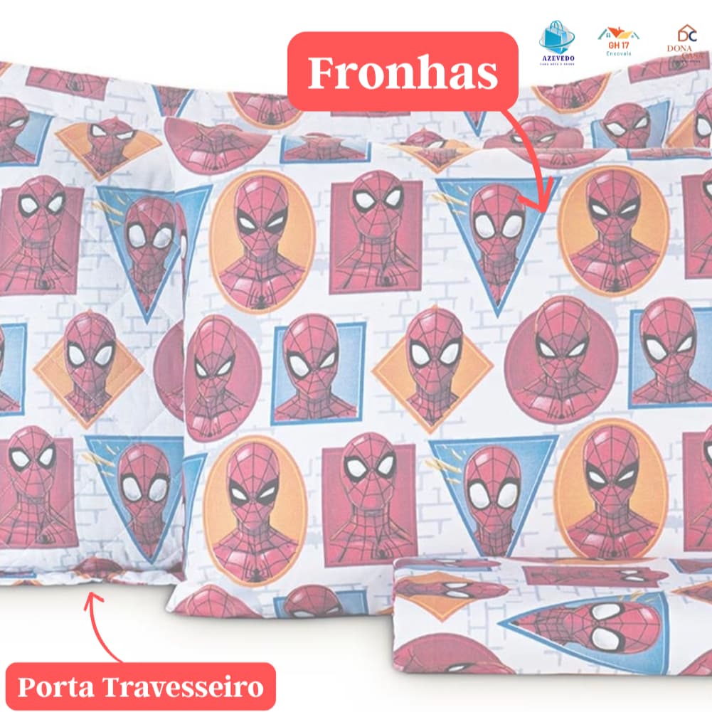 Cama Casal Homem Aranha - Marvel Oficial | Jogo de Cama, Edredom ou Colcha – Várias Opções | Algodão