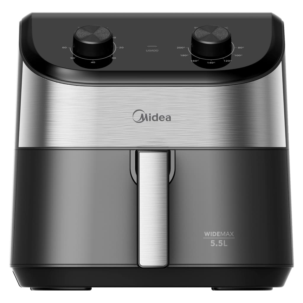 Fritadeira Elétrica Sem Óleo Air Fryer 5,5L Midea Widemax Preto e Inox