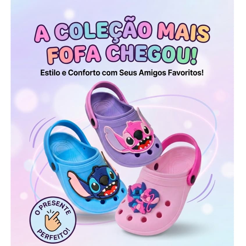 Babuche Calçado Injetado  Stit Menina Menino Super Confortável Leve Antiderrapante