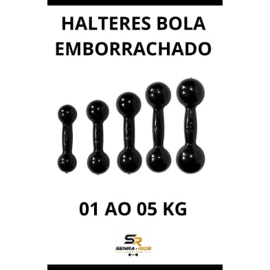 Par Halteres Bola 01 ao 05 KG Emborrachados Fisio Academia Fitness Casa GYM