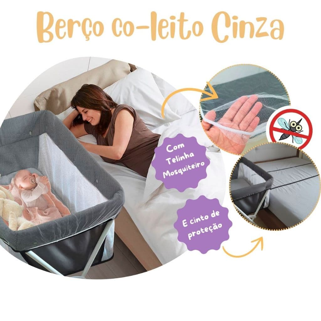 Berço Portatil Co-Leito Bebe 9kg Ajustavel Dobrável - Berço Moises Portátil Intantil Com Mosquiteiro - Compacto