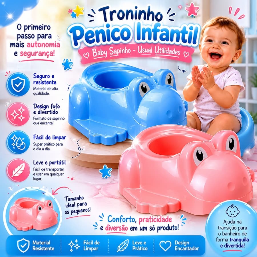 Troninho Penico Infantil Baby Sapinho - Usual Utilidades