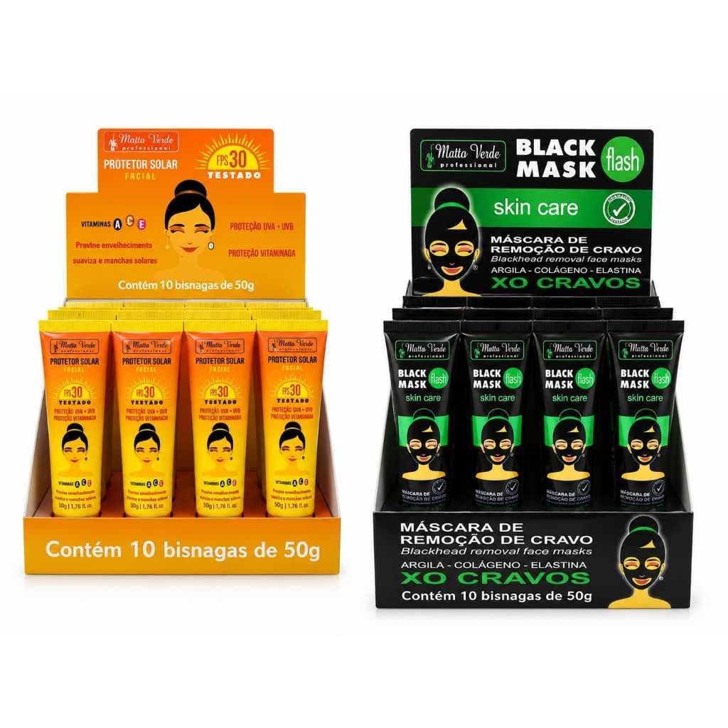 Kit 10 Máscara Removedora de Cravo + 10 Protetor Solar FPS 30 Revenda