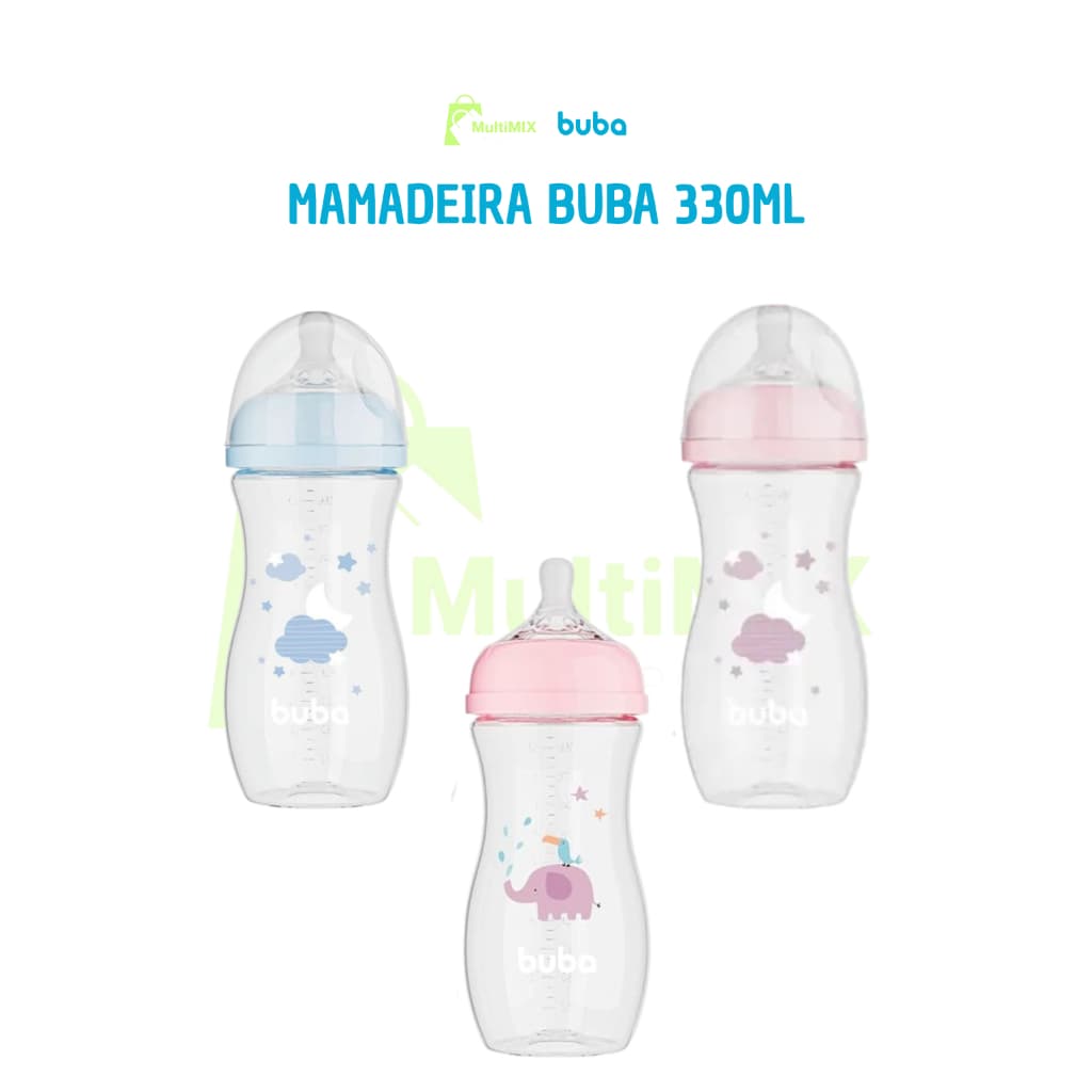 Mamadeira BUBA Easy Flow Anti-cólica 2+ 270ML  ROSA / AZUL / BRANCA - Nuvem , Bebe, Bico Fluxo Tam 2