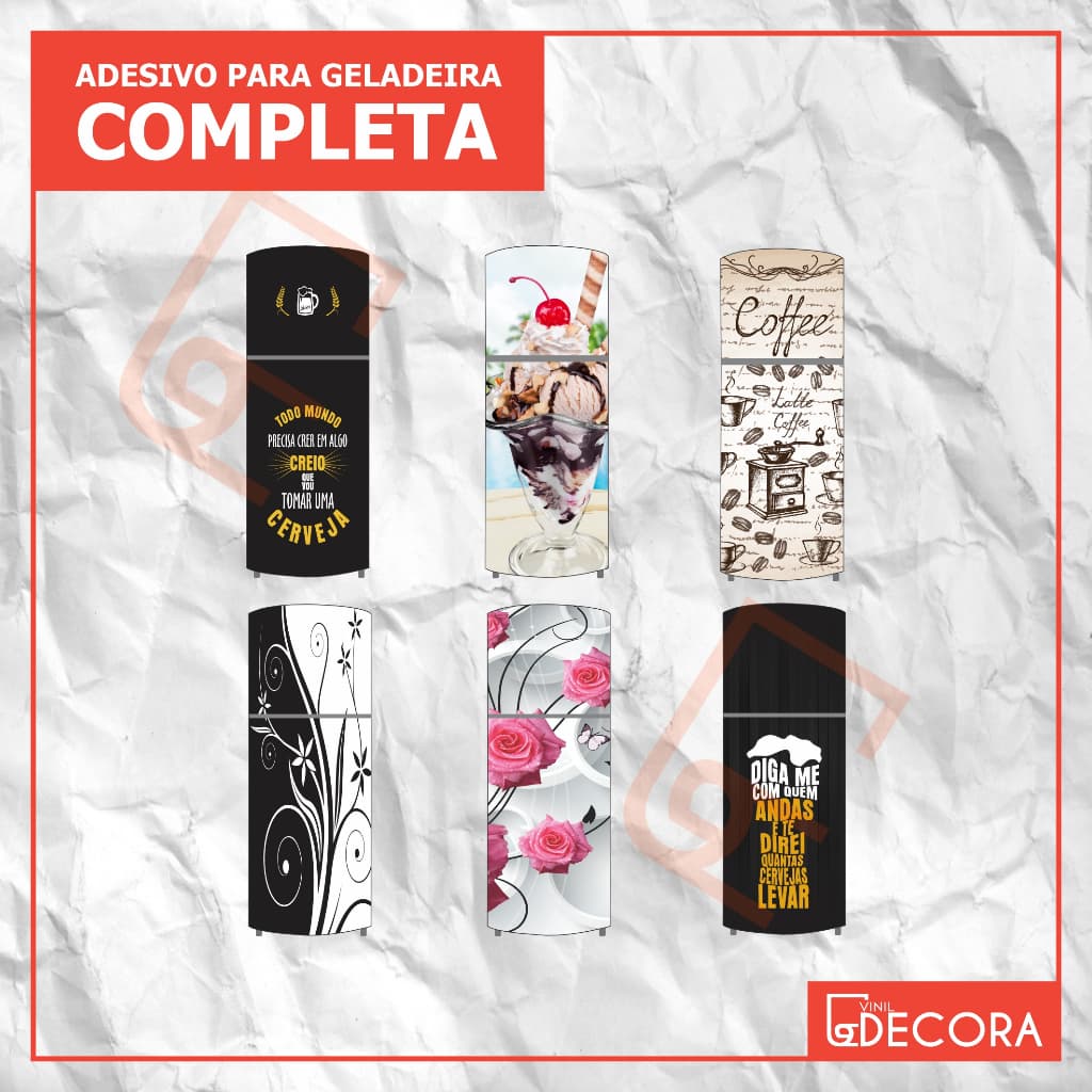 Adesivo Vinil Para Geladeira Completo Envelopamento Floral Premium Decorativo