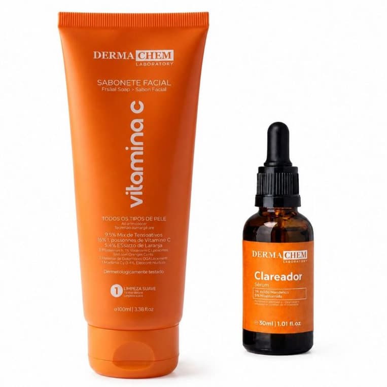 Kit Skincare Dermachem Vitamina C Sabonete Facial + Sérum Clareador Anti-manchas