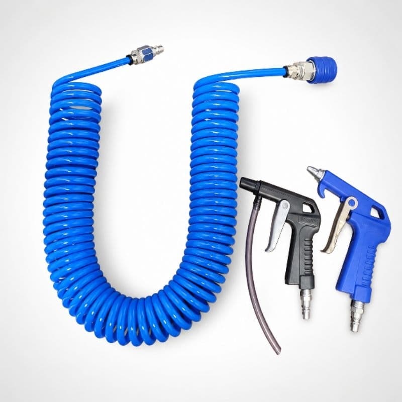 Mangueira PU Espiral 10M Kit Compressor Ar Comprimido Bico De Ar Pulverizador Gatilho Kit Completo ou Premium