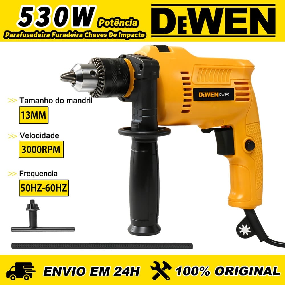 Furadeira Elétrica Auto Reverso de Impacto Parafusadeira 13mm Com 530w Super potente de Mão