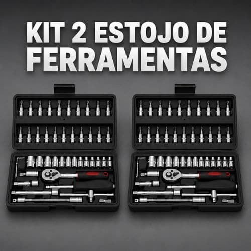 KIT 2 ESTOJO DE FERRRAMENTAS 46 PEÇAS / 92 PEÇAS JOGO DE SOQUETES CHAVE CATRACA COM MALETA