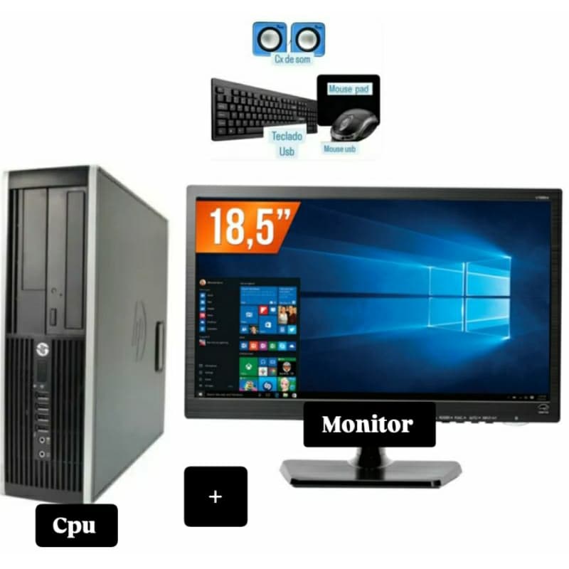 computador HP core i5 16gb ssd 240gb monitor19 pol.+ kit  teclado e mouse e cabos