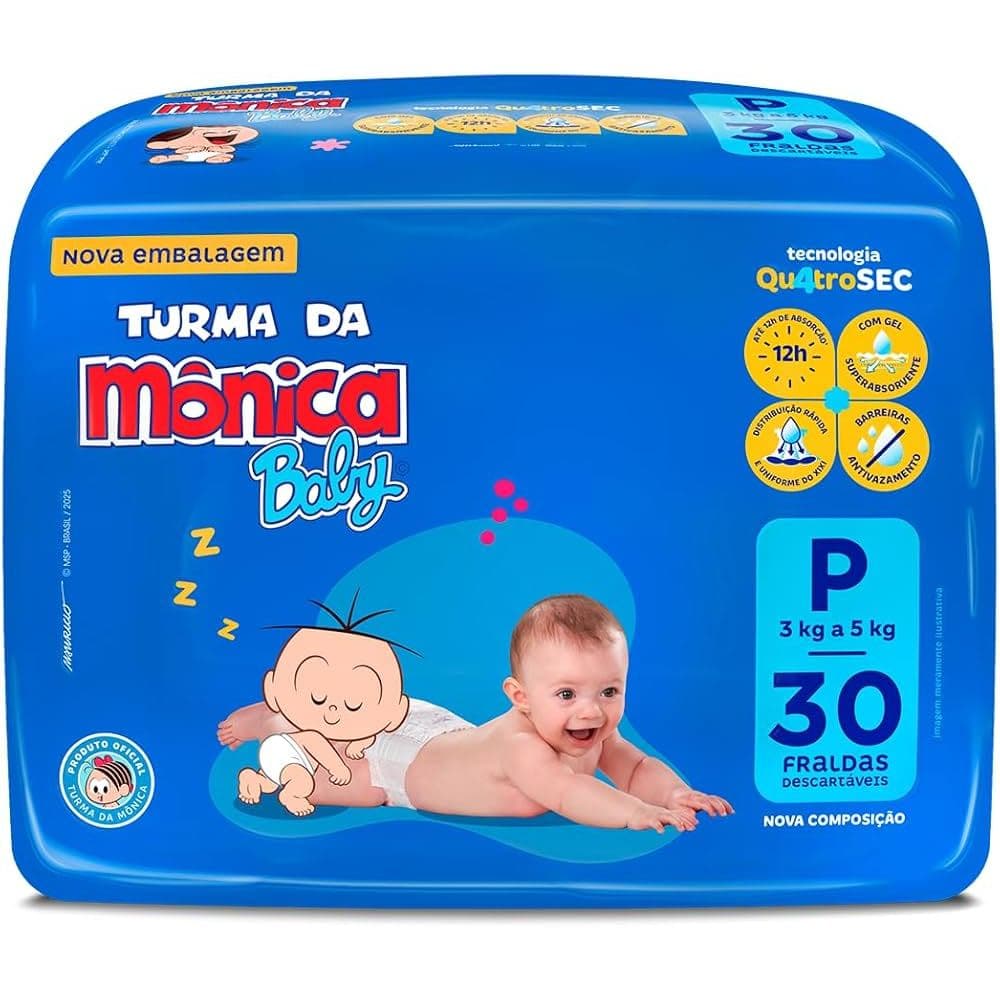 Fralda Turma da Mônica Baby - P/M/G/XG/XXG - escolha seu tamanho
