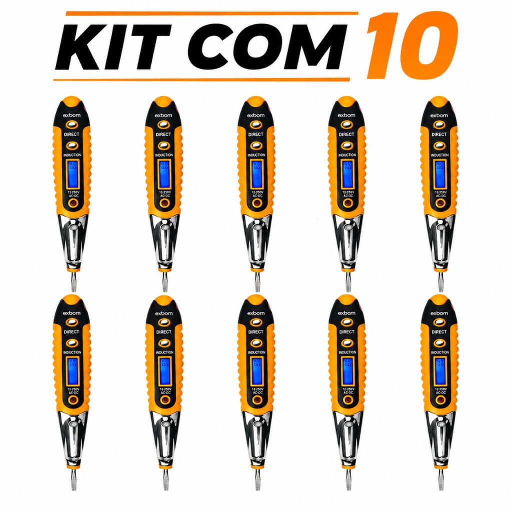 Kit 10 Chave Teste Detector De Tensão Eletricidade Digital