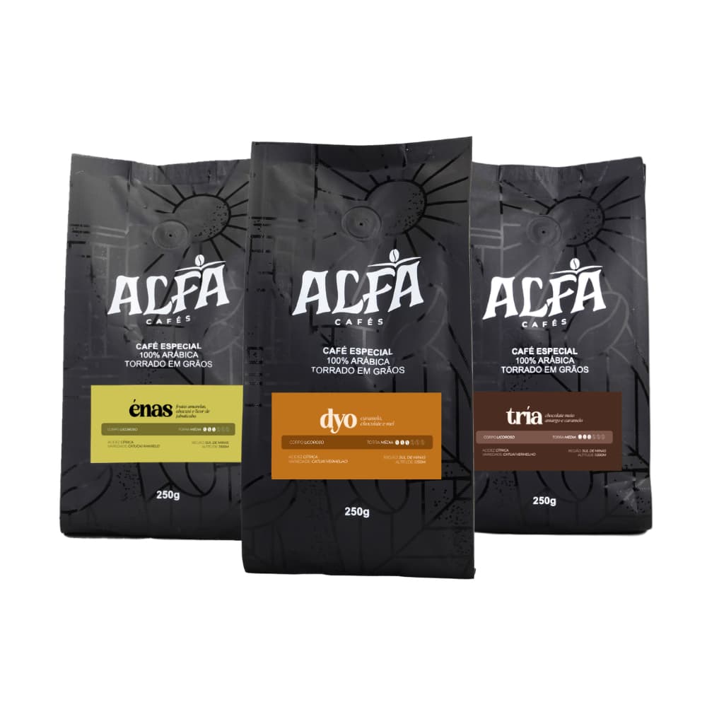 Kit 3 Cafés Especiais Em Grãos 250g – Sul de Minas Alfa