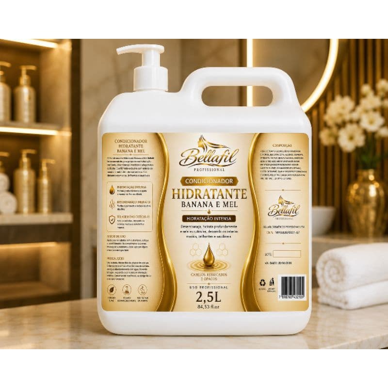 Shampoo hidratante banana e mel 2,5litros.