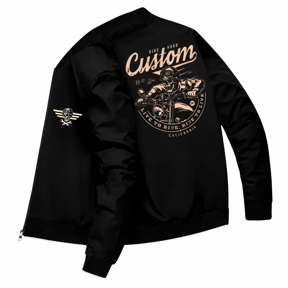 Jaqueta Bomber Masculina Estampada Esportes Casual Custom Cycles Biker Caveira Skull Motoqueiro