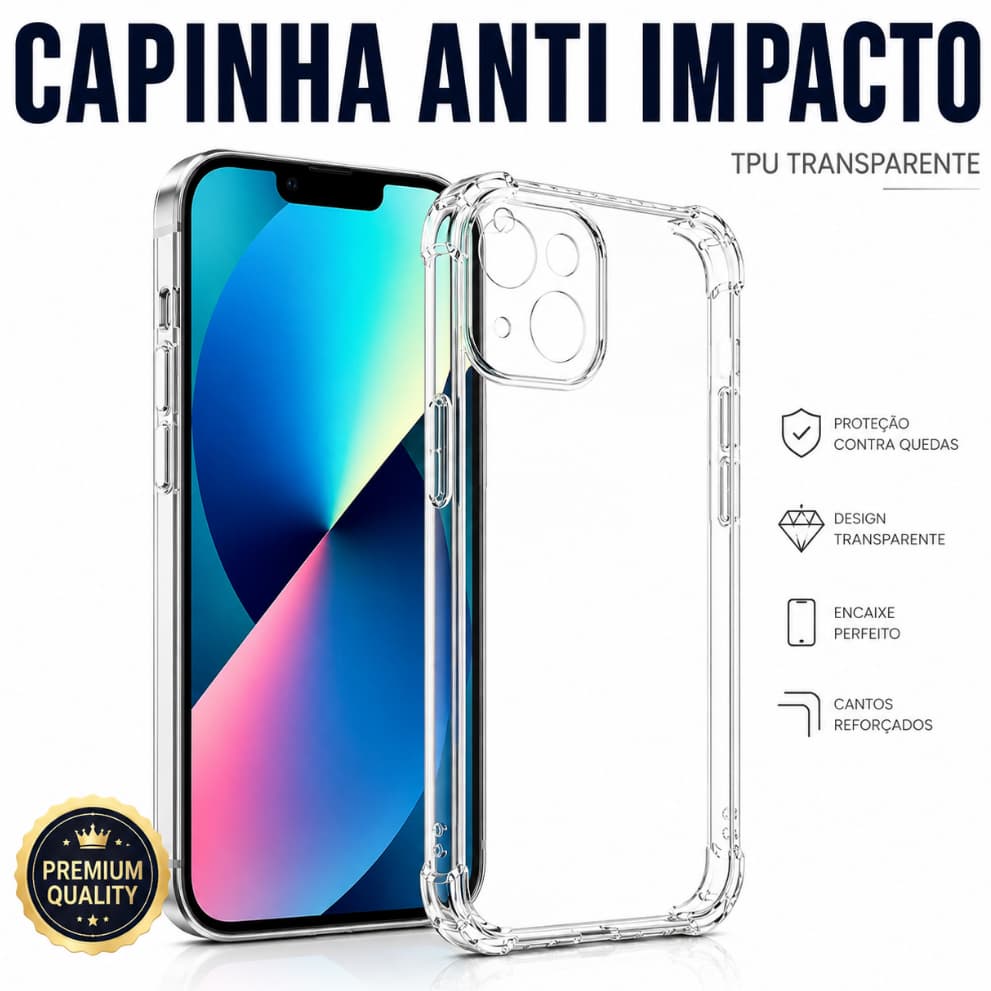 Capinha Anti Impacto iPhone Capa de Silicone Transparente TPU Capinha Protetora Flexível
