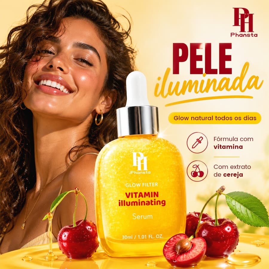 Phansta Sérum Facial Vitamina C | Ácido Hialurônico Niacinamida Iluminador 30ml