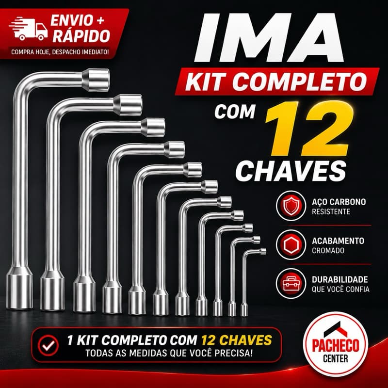 Kit Chave Biela Tipo L 12 Peças Aço Carbono Cromado Reforçado Mecanico -KIT COMPLETO