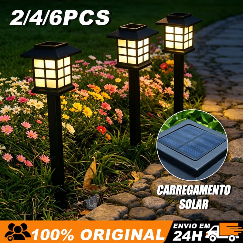 Kit 2/4/6 Luminaria Solar Espeto de Jardim Led Decoração Cazinha Recarregavel no Sol