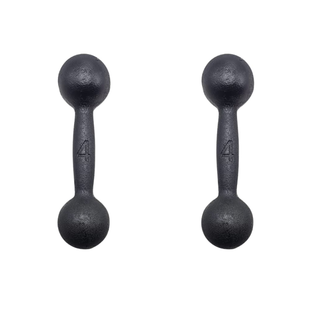 Kit Par Halter 4kg Bola Pintado Peso De Academia Preto Fit