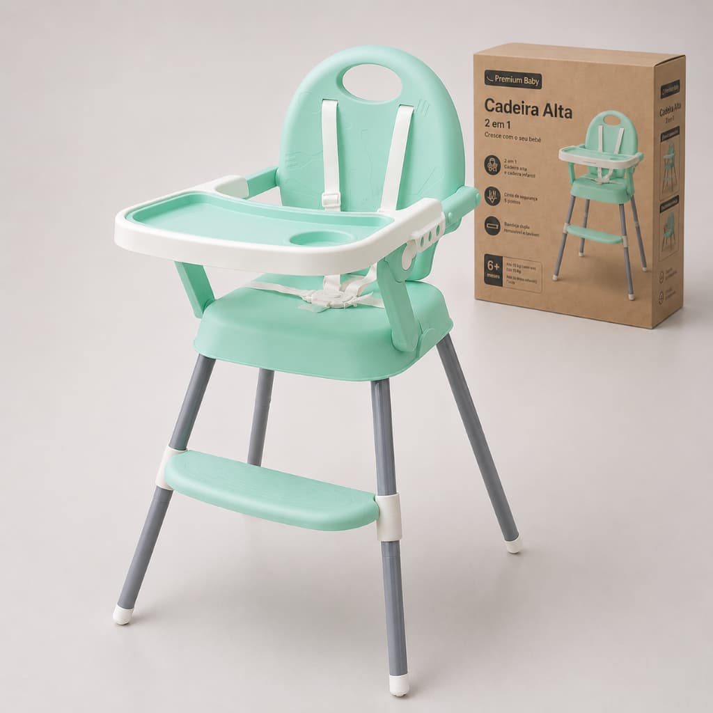 Cadeira Alimentação Portatil Para Bebê 3 Em 1 Premium Baby