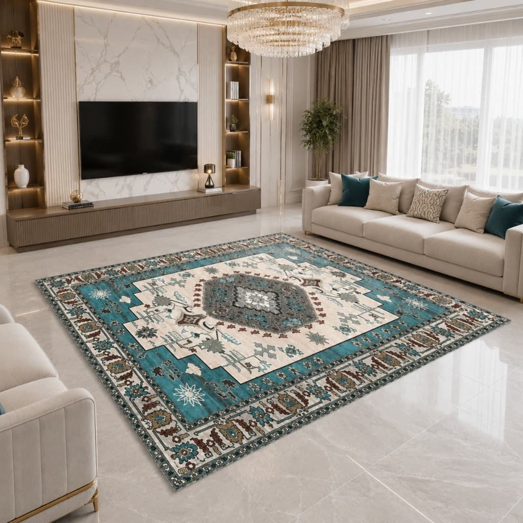 Tapete sala 2,00x1,40 Belga Estampado Antiderrapante Facil de Limpar