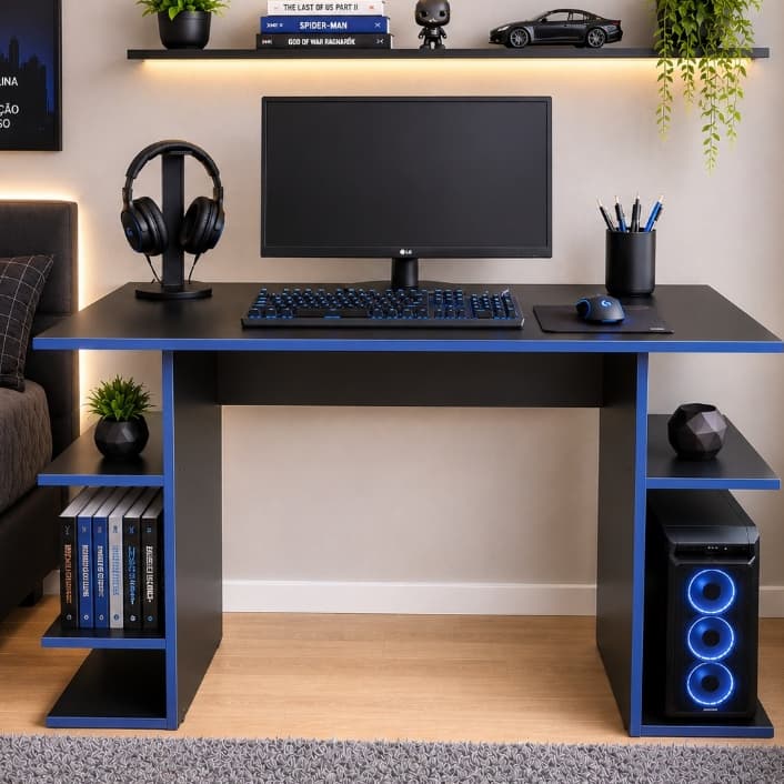 Mesa Gamer Escrivaninha Computador Jogos PC  Notebook Escritótio Quarto Compacta Moderna Casa Cores