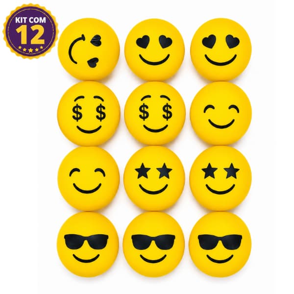 KIT 12 Brinquedos BOLINHAS LISAS EMOJIS Pet Adestramento