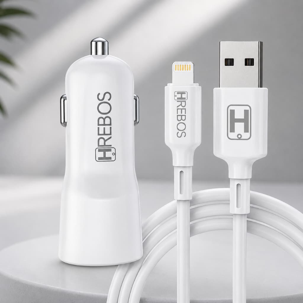 Carregador Veicular Lightning 2.4A Duas Entradas USB Hrebos HS-80i