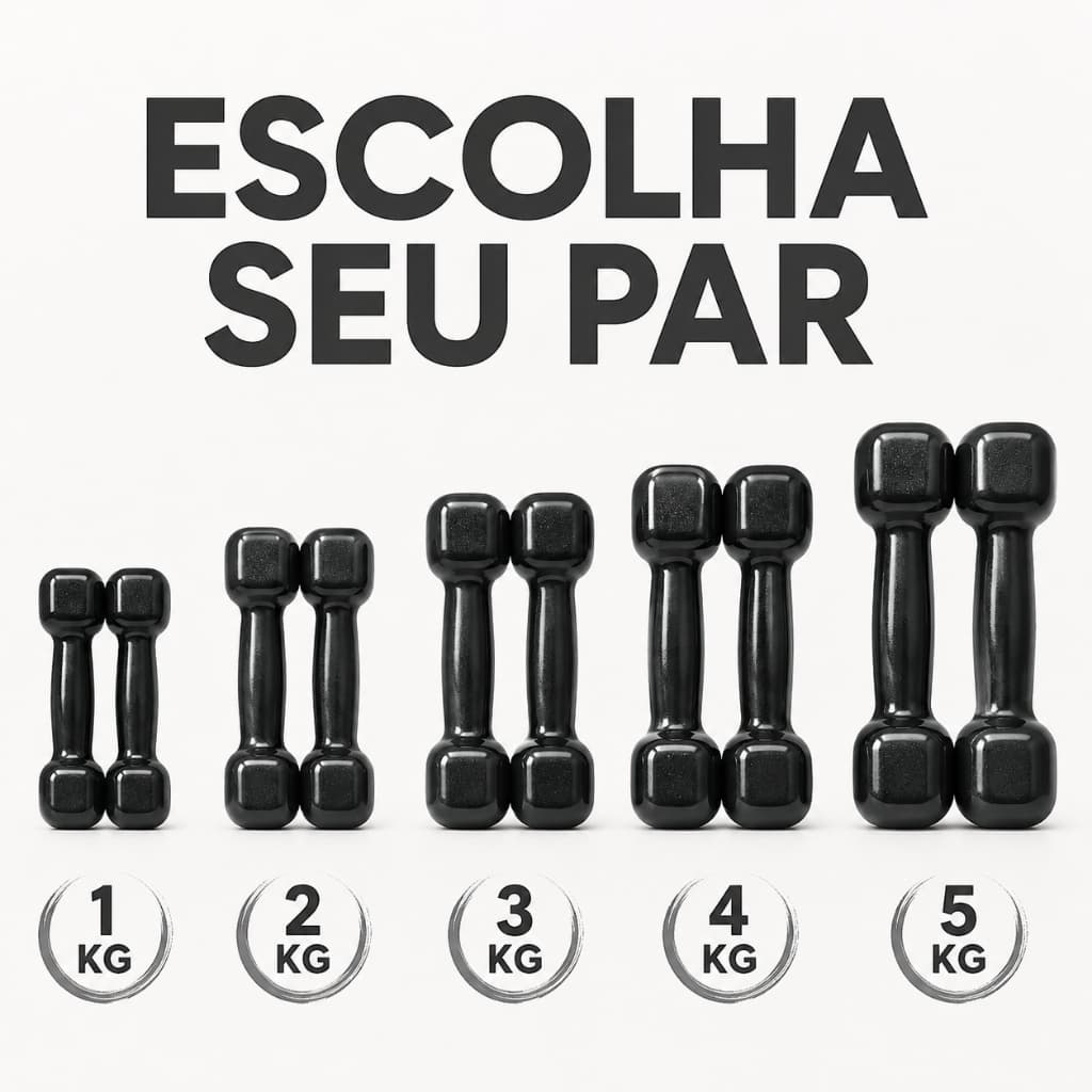 Par de Halteres Emborrachados Sextavados 1kg a 5kg Peso P/ Academia Musculação