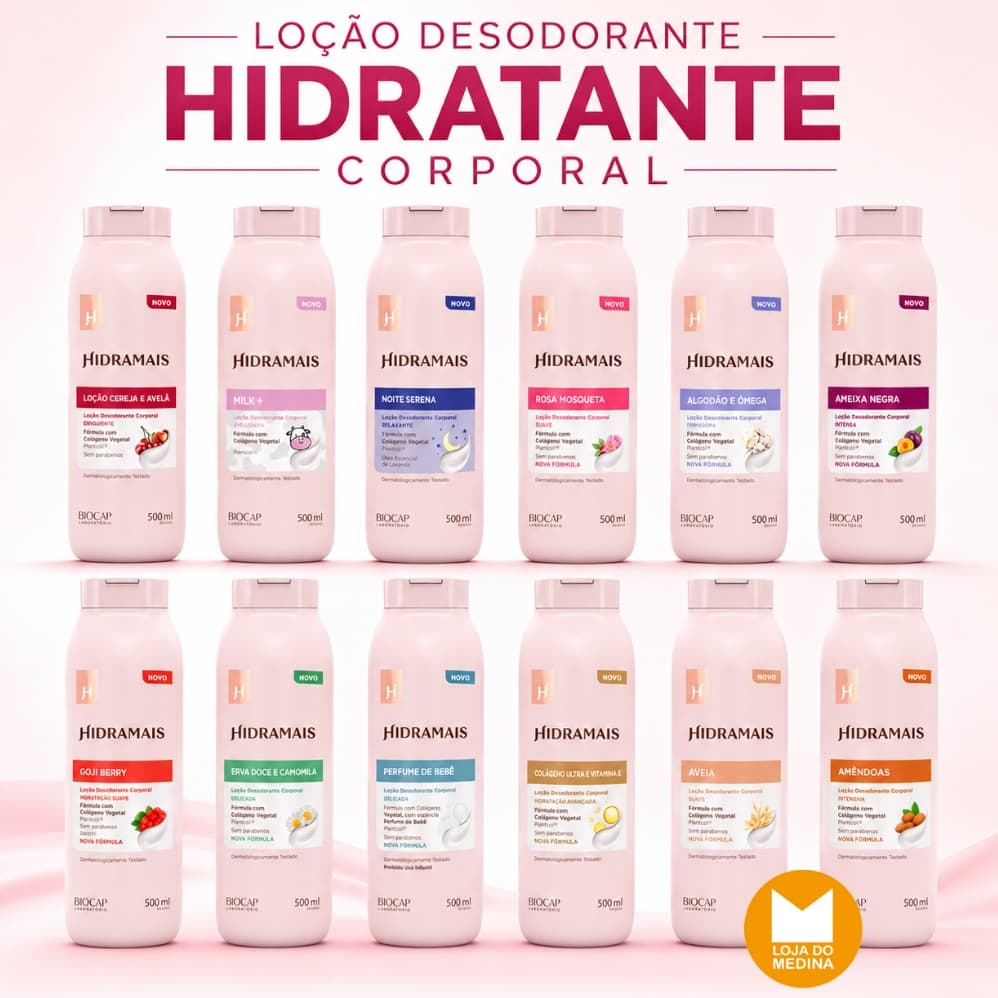 LOÇÃO DESODORANTE E HIDRATANTE CORPORAL - DIVERSAS FRAGRÂNCIAS - HIDRAMAIS
