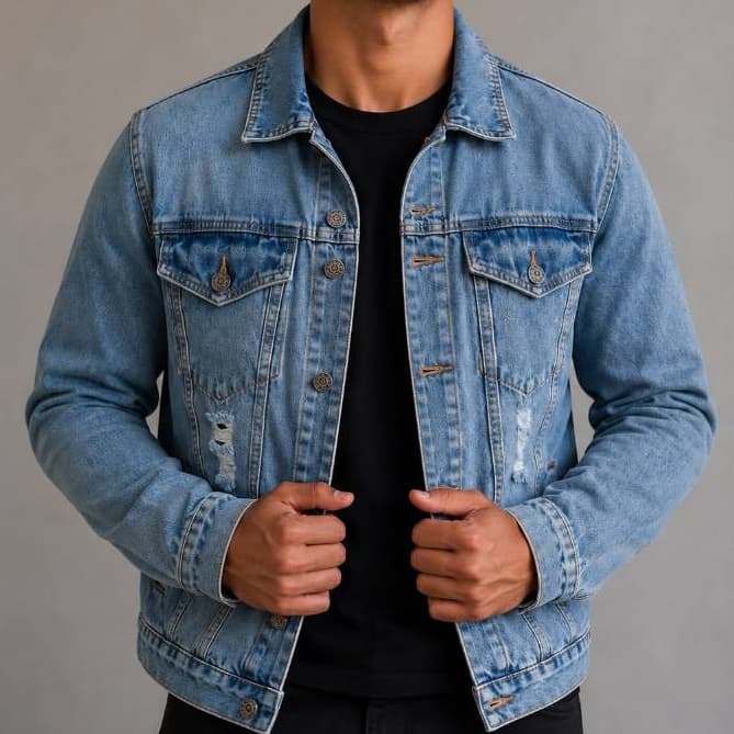 Jaqueta Jeans Masculina Com Fechamento em Botões Dia Dos Pais