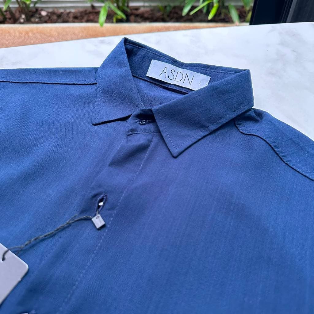 Camisa Masculina Social Viscolinho Efeito Linho Manga Longa Slim Fit Elegante